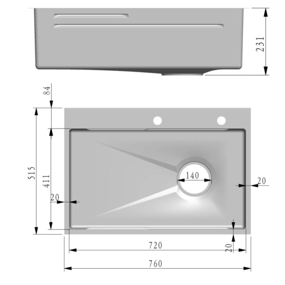 Fidelis FSD-31051NL Embossed Stainless Steel Sink - view 3